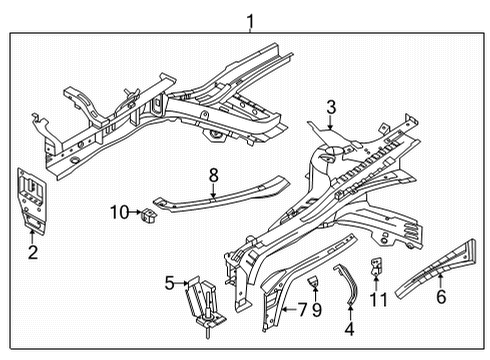 2021 Kia K5 Structural Components & Rails Panel Assembly-FNDR APRO Diagram for 64501L3000