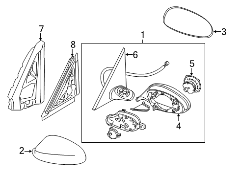 2007 BMW 335xi Mirrors Heated Outside Mirror, Right Diagram for 51167189946