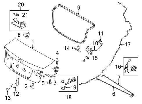 2011 Kia Forte Trunk Lid Hinge Assembly-Trunk Lid Diagram for 792201M000