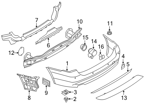 2014 BMW 335i xDrive Rear Bumper Rear Reflector, Rear Right Diagram for 63147847166