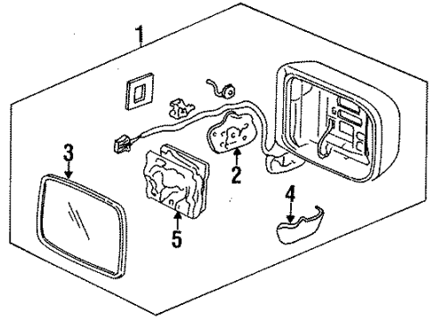 1997 Honda Odyssey Mirrors Mirror Assembly, Driver Side Door (Heather Mist Metallic) (R.C.) Diagram for 76250-SX0-A21ZJ