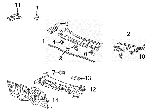 2009 Honda Accord Cowl Dashboard (Lower) Diagram for 61500-TA5-A10ZZ