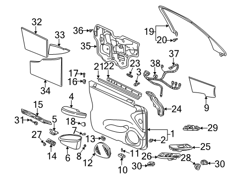 2002 Cadillac DeVille Front Door Window Switch Diagram for 25743670