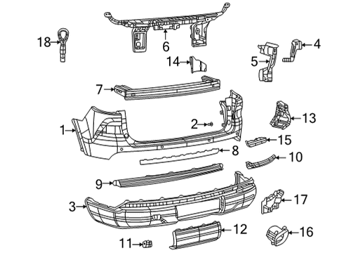 2021 Jeep Grand Cherokee L Bumper & Components - Rear SHIELD-FASCIA Diagram for 68488223AA