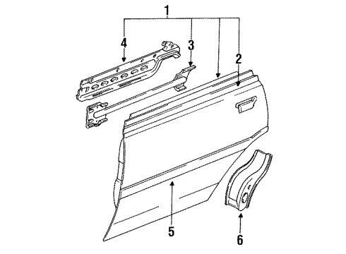 1992 Acura Vigor Rear Door & Components, Exterior Trim Switch Assembly, Door Diagram for 35400-SL5-A02