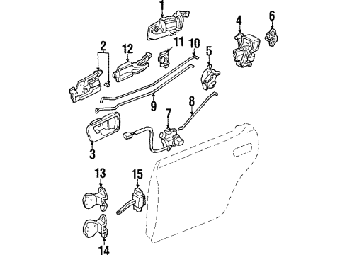 1995 Acura TL Rear Door Handle Assembly, Right Rear Inside Diagram for 72620-SW5-003