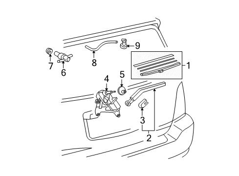 2010 Toyota Highlander Lift Gate - Wiper & Washer Components Wiper Motor Grommet Diagram for 85143-0E030