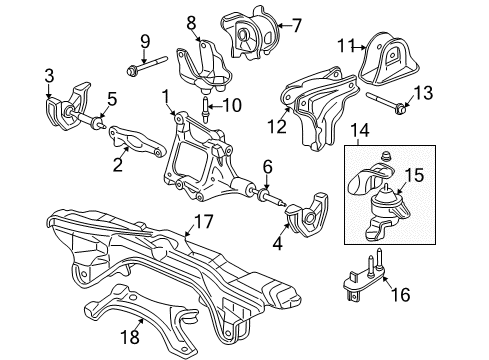 1998 Honda CR-V Engine & Trans Mounting Rubber, L. FR. Stopper Insulator (AT) Diagram for 50842-ST0-N80