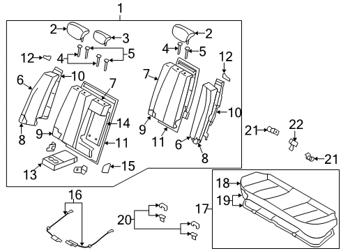 2007 Hyundai Elantra Rear Seat Components Headrest Assembly-Rear Seat Diagram for 89700-2H000-AAN