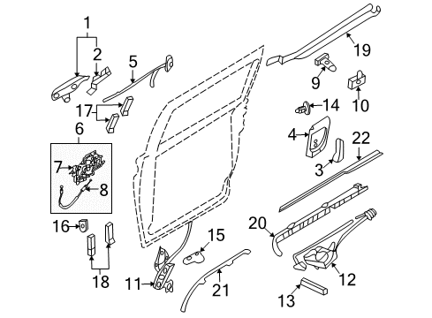 2008 Kia Sedona Sliding Door Rear Door Outside Handle Assembly, Left Diagram for 836104D000BQ