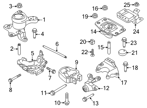 2020 Ford Fusion Engine & Trans Mounting Mount Plate Bolt Diagram for -W500521-S437