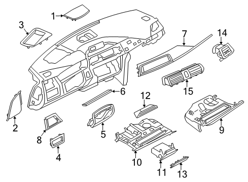 2019 BMW 430i xDrive Gran Coupe Cluster & Switches, Instrument Panel Folding Box, Driver'S Side Diagram for 51459240633