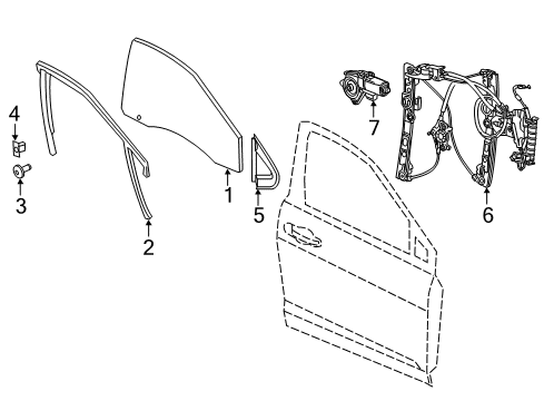 2015 Dodge Dart Front Door WEATHERSTRIP-Front Door Glass Diagram for 68082792AF