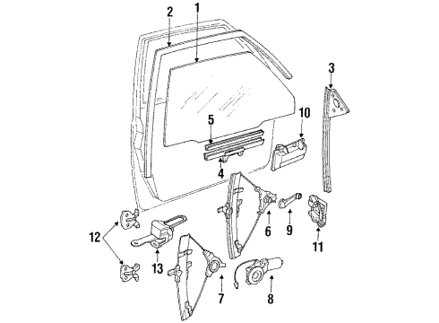 1989 Hyundai Sonata Front Door - Glass & Hardware Exterior Door Handle Assembly, Front, Right Diagram for 82660-33100-CW