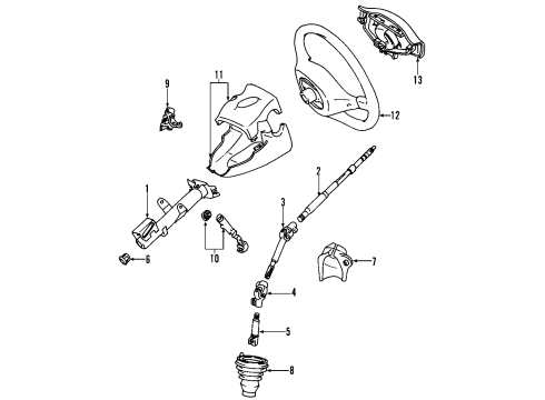 2001 Toyota Echo Steering Column & Wheel, Steering Gear & Linkage Lower Shaft Diagram for 45297-52070