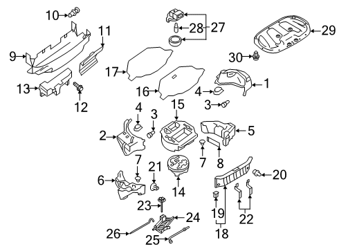 2012 Nissan 370Z Interior Trim - Rear Body Clip Diagram for 01553-10491