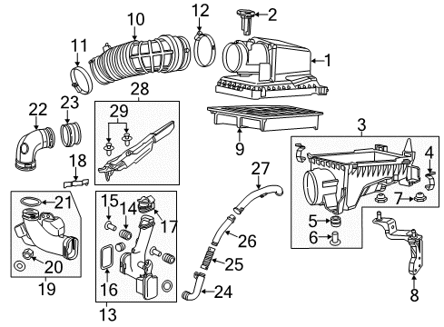 2015 Honda Civic Powertrain Control Rubber, Air Cleaner Mounting Diagram for 17212-PLC-000