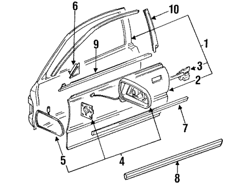 1992 Acura Legend Front Door Clip, Door Seal (Lower) Diagram for 72436-SP0-003