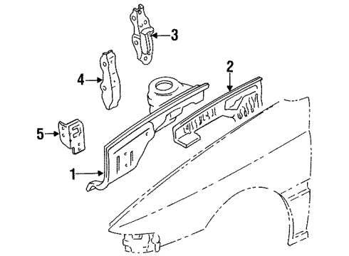 1992 Ford Escort Structural Components & Rails Mount Bracket Diagram for F1CZ-8B455-A
