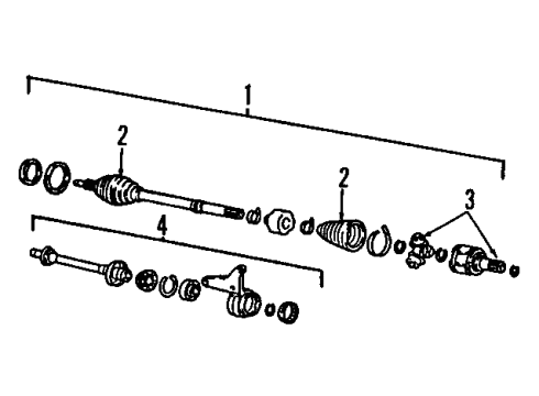 1992 Acura Integra Front Axle Shafts & Joints, Drive Axles Driveshaft Assembly, Passenger Side (A.L.B.) Diagram for 44305-SK7-J74
