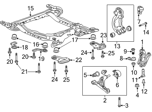 2019 Buick Envision Front Suspension Components, Lower Control Arm, Stabilizer Bar Yoke Lower Bolt Diagram for 13258478