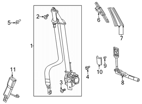 2020 Cadillac CT5 Front Seat Belts Buckle Diagram for 84860726