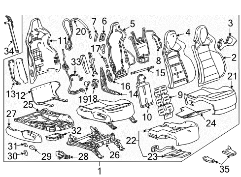 2017 Chevrolet Corvette Passenger Seat Components Seat Belt Guide Diagram for 23437383