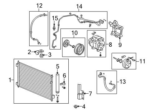 2014 Honda Crosstour Air Conditioner Bracket, Compressor Diagram for 38930-5G0-A00