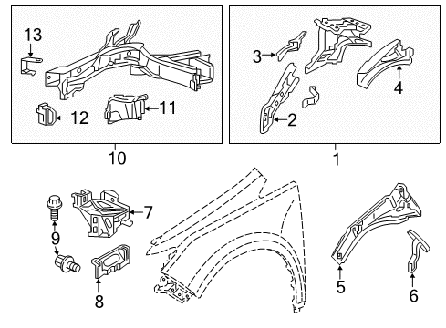 2012 Honda Odyssey Structural Components & Rails Base, Battery Diagram for 60630-TK8-A00ZZ