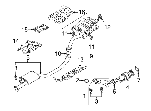 2012 Hyundai Santa Fe Exhaust Components Catalytic Converter Assembly Diagram for 28950-3CZK0