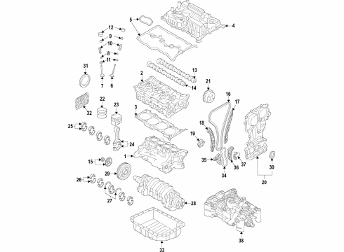 2018 Kia Sorento Engine Parts, Mounts, Cylinder Head & Valves, Camshaft & Timing, Variable Valve Timing, Oil Cooler, Oil Pan, Oil Pump, Balance Shafts, Crankshaft & Bearings, Pistons, Rings & Bearings Bearing-EXHUAST CAMSHAFT Lower Standard Diagram for 24372-2G000