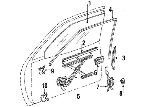 1990 Toyota Tercel Front Door - Glass & Hardware Regulator Diagram for 69810-16030