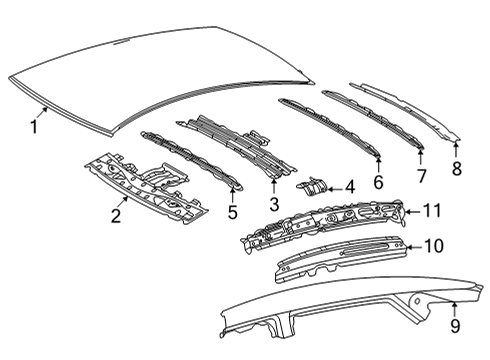 2017 Toyota Mirai Roof & Components Inner Reinforcement Diagram for 61203-62010