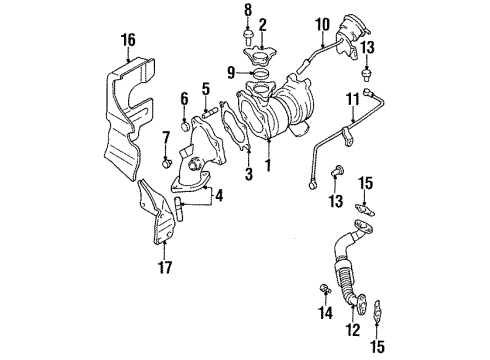 1996 Mitsubishi 3000GT Turbocharger & Components Stud Diagram for MD014195