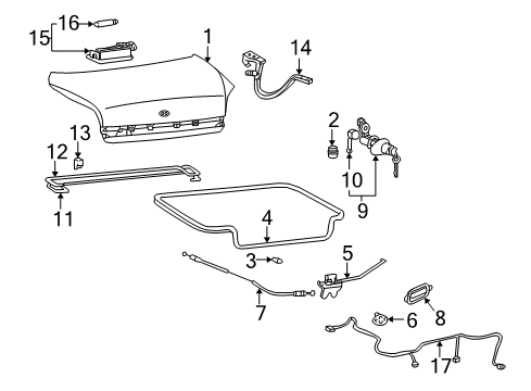 2001 Hyundai Sonata Trunk Lid Cable Assembly-Trunk Lid Release Diagram for 81280-38000
