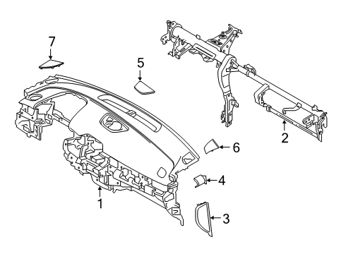 2021 Hyundai Veloster Cluster & Switches, Instrument Panel Panel Assembly-Crash Pad MAIN.RH Diagram for 84735-J3000-NNB