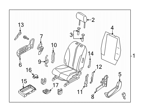 2014 Nissan NV200 Passenger Seat Components Cover RECLINING Device Inner Diagram for 87446-3LM0A
