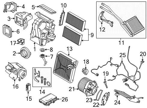 2015 Mini Cooper A/C Evaporator & Heater Components Heater/Air Conditioning Wiring Set Diagram for 64119304024
