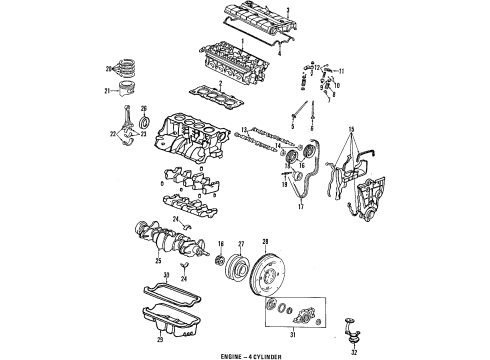 1990 Acura Integra Engine Parts, Mounts, Cylinder Head & Valves, Camshaft & Timing, Oil Pan, Oil Pump, Crankshaft & Bearings, Pistons, Rings & Bearings Cover, Cylinder Head Diagram for 12310-PR4-A00