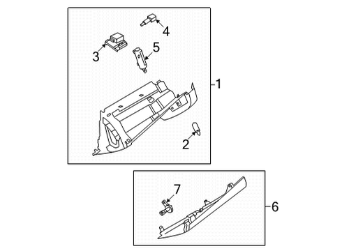 2021 Nissan Rogue Glove Box BRKT-F/GLOVE Box Lamp Diagram for 26479-6RB5A