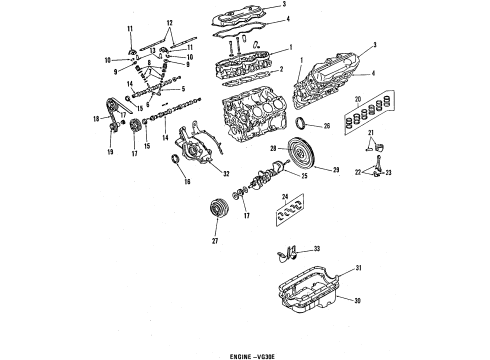 1987 Nissan Maxima Engine Parts, Mounts, Cylinder Head & Valves, Camshaft & Timing, Oil Pan, Oil Pump, Crankshaft & Bearings, Pistons, Rings & Bearings Piston With Pin Diagram for 12010-V7175