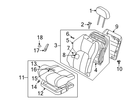 2004 Chrysler Sebring Front Seat Components Front Seat Cushion Assembly Diagram for MR958981YA