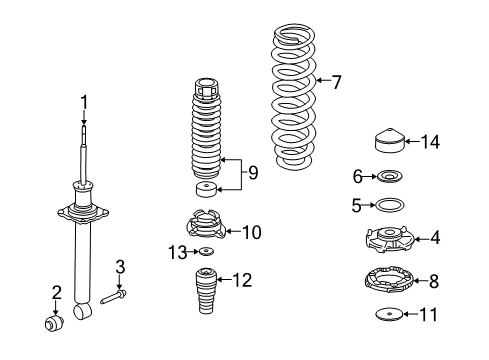 2002 Acura RL Struts & Components - Rear Shock Absorber Assembly, Rear Diagram for 52610-SZ3-A22