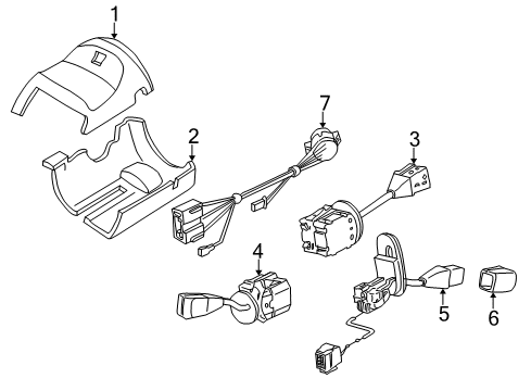 1996 BMW Z3 Ignition Lock Dip-Dim Control Turn Signal Switch Diagram for 61318360905