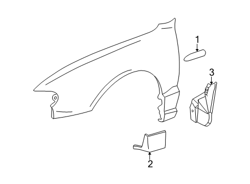 2001 Hyundai Accent Exterior Trim - Fender Moulding Assembly-Fender Waist Line, LH Diagram for 87711-25000-CA