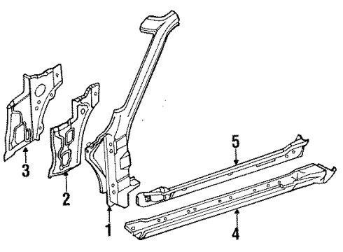 1985 Nissan 200SX Hinge Pillar, Rocker SILL Inner LH Diagram for 76451-06F00