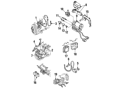 1992 Oldsmobile 88 ABS Components Bracket-Wheel Speed Sensor Wire Diagram for 25714974
