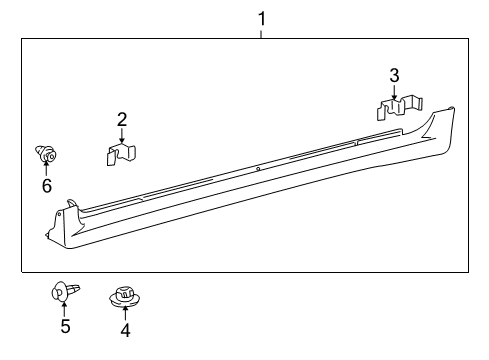 2013 Toyota Corolla Exterior Trim - Pillars, Rocker & Floor Rocker Molding Retainer Diagram for 75861-02020