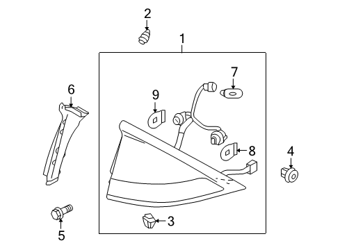 2011 Honda Insight Bulbs Lamp Unit, R. Tail Diagram for 33501-TM8-A02