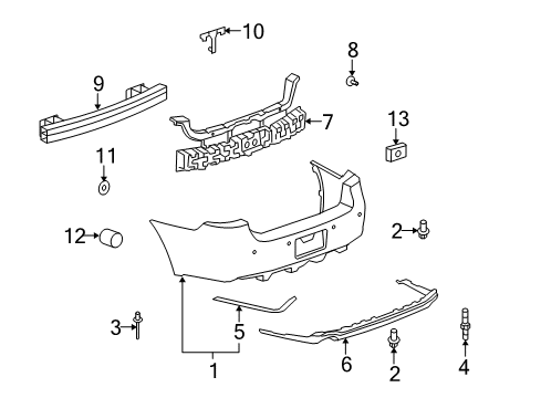 2008 Buick Lucerne Rear Bumper Bumper Cover Diagram for 25813569